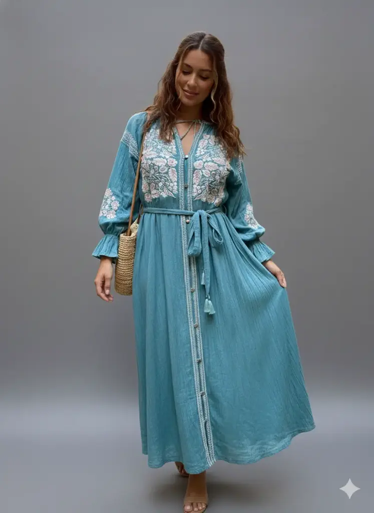 EMBRODIERY MAXI DRESS