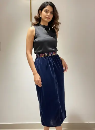 Midnight Muse Velvet Skirt: